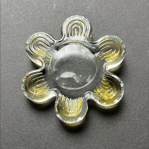 Clear and Yellow Glass Daisy Paperweight